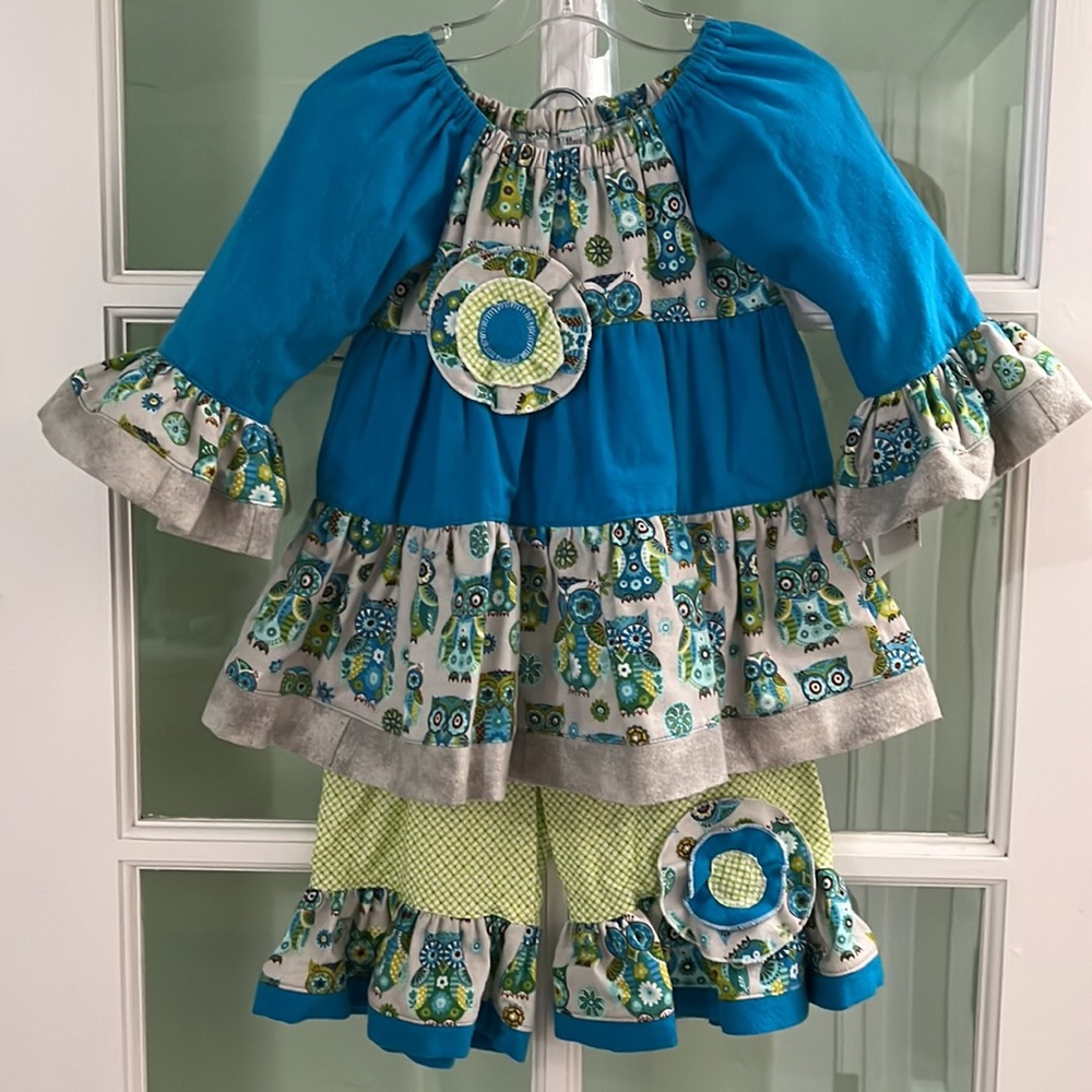 New handmade girls’ flannel dress and matching flannel bloomers, size 18 months.